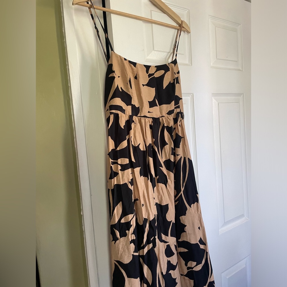a new day Black and Tan Floral Maxi Dress with Spaghetti Straps